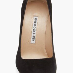 Manolo Blahnik 'BB' Pointy Toe Pump (Women) Black Suede, Size 38.5